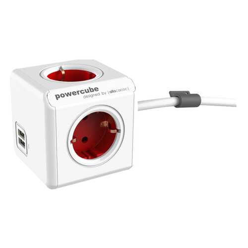 Удлинитель Allocacoc 1402RD/DEEUPC, 4 розетки, 1,5 м, White/Red в Эксперт